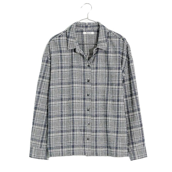 Madewell - NWT Flannel Westlake Cropped Button Down Shirt in Dubin Plaid Sz XS - Picture 4 of 10
